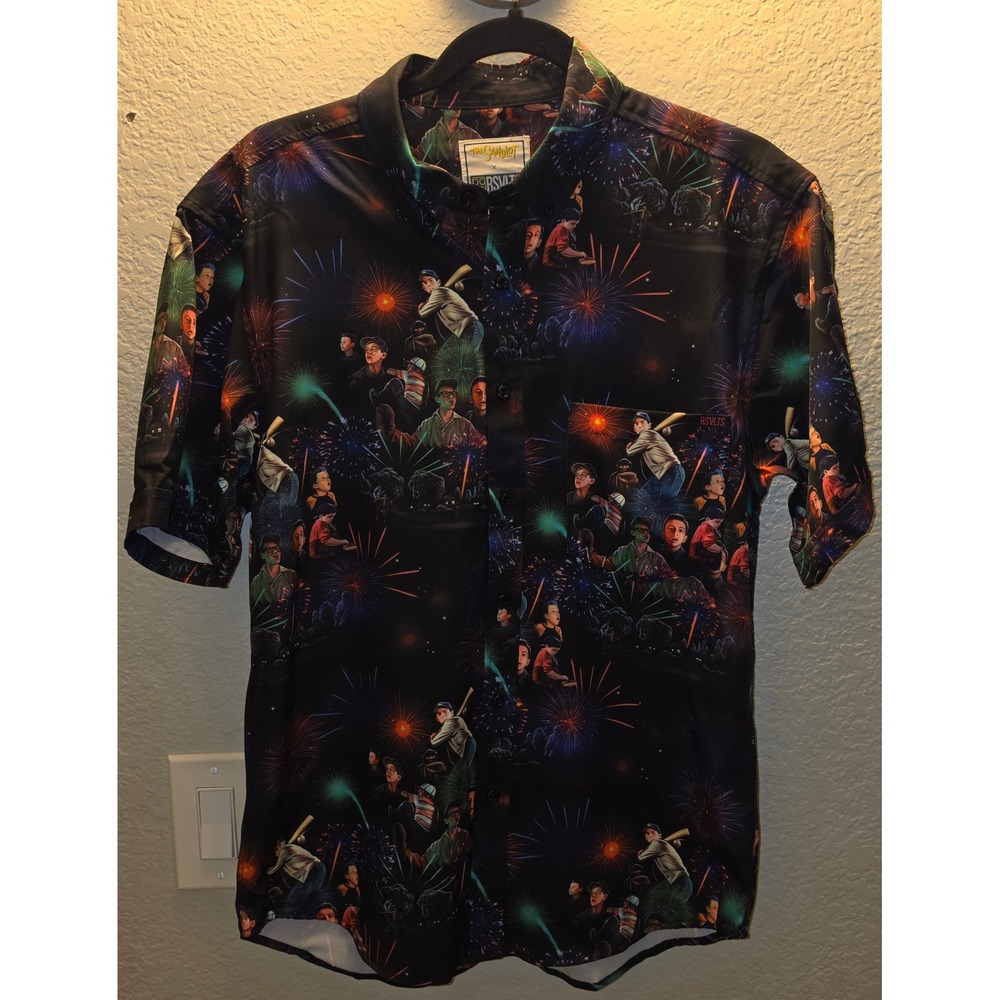RSVLTS X The Sandlot Fireworks Kunuflex Short Sleeve Button Down Shirt Mens Med